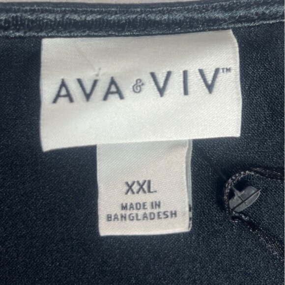 Ava & Viv Black Satin Shirt Blouse Womens XXL Black New WOT Plus Size - Picture 5 of 6